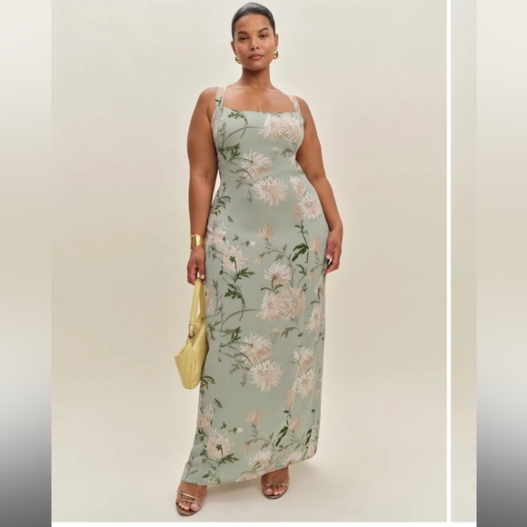 Reformation Chime Dress Es Green - Size 14 - Picture 1 of 3
